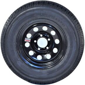 eCustomRim Trailer Tire On Rim ST185/80D13 Load Range C 5-4.5 Black Modular Wheel 3.19 CB - 2 Year Warranty w/Free Roadside
