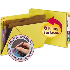 Smead End Tab Classification Folder, Legal, Straight, 2 Dividers, Dark Blue, 10 per Box (29784)