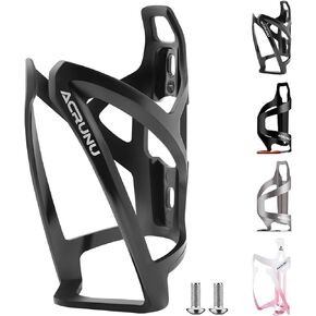 ACRUNU Premium Aluminum Alloy Bike Water Bottle Holder - Lightweight Bottle Cage with Screws Tool for Mountain Bikes (Pink-White)