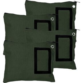 BankSupplies Canvas Zipper Bags | 12W x 9H | Set of 4 | Large Storage Bags | Grommet for Zip Tie & Padlock | 5W x 3H Framed Cardholder | Zipper Closure | Bank Bags