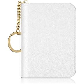 RFID Credit Card Holder, Small Card Holder Wallet with Keychain Zipper, Leather Card Case Wallet for Women, Beauty Flowers