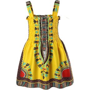 فستان MODNTOGA للأطفال الصغار والبنات الأفريقية فستان Dashiki أنقرة بدون أكمام بحمالة فستان بوهو ملابس للفتيات الصغيرات