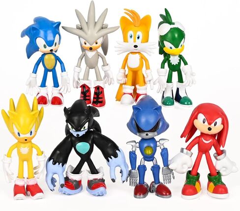 ELEFOCUS Sonic Action Figures, 4.8-5 inch Tall, Sonic Toys,Sonic Action Figure Collectible Toys (Pack of 8) in Saudi Arabia