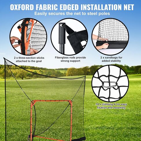 VEVOR 12'x9' Hockey Lacrosse Goal Net Backstop with Extended Coverage - Complete Training Accessory Set for Youth and Adults (NET ONLY) in Saudi Arabia