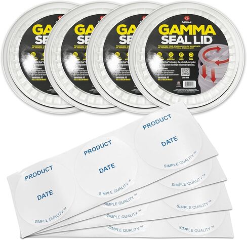 مجموعة ملصقات تاريخ المنتج ذات الجودة البسيطة القابلة للإزالة مكونة من 12 حزمة مع أغطية ختم جاما GAMMA2 لمجموعة دلو سعة 2 جالون مكونة من 4 قطع in Kuwait