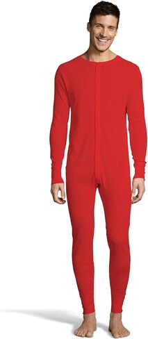 بدلة Hanes للرجال من نسيج Waffle Knit Thermal Union مع تقنية FreshIQ وتقنية X-Temp والقطن العضوي باللون الأحمر in Saudi Arabia