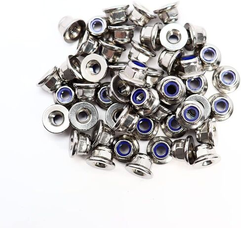 M4x0.7mm DIN6926 Flange Nylon Lock Nuts 50 Pack 304 Stainless Steel Hex Locknuts Full Thread for Industrial Construction Fasteners in Saudi Arabia