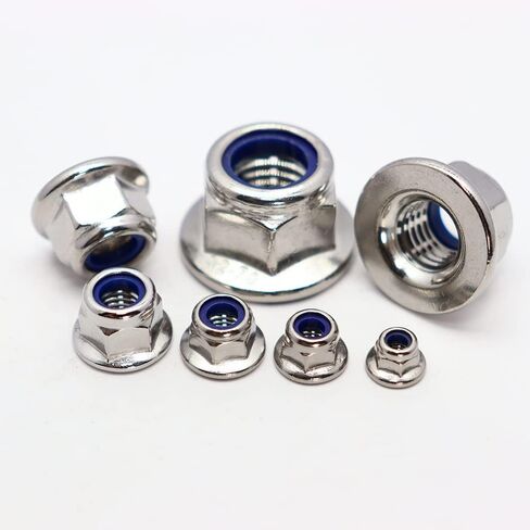 M4x0.7mm DIN6926 Flange Nylon Lock Nuts 50 Pack 304 Stainless Steel Hex Locknuts Full Thread for Industrial Construction Fasteners in Saudi Arabia