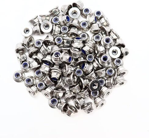 M4x0.7mm DIN6926 Flange Nylon Lock Nuts 50 Pack 304 Stainless Steel Hex Locknuts Full Thread for Industrial Construction Fasteners in Saudi Arabia