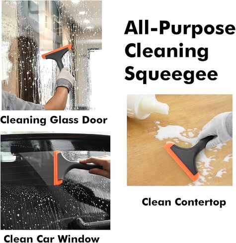 Silicone Squeegee Window Shower Squeegee,Auto Water Blade,Water Wiper,All-Purpose Cleaning Squeegee for Car Windshield, Window, Mirror Shower Glass Door 5.9'' Blade and 7.5'' Long Handle (Blue+Green) in Saudi Arabia