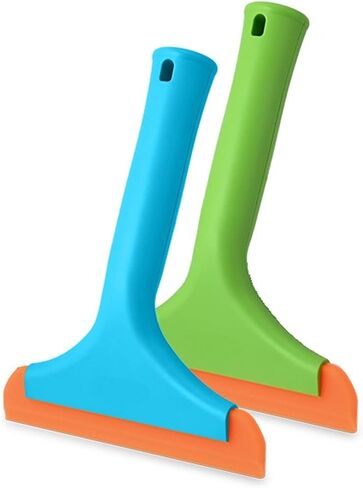 Silicone Squeegee Window Shower Squeegee,Auto Water Blade,Water Wiper,All-Purpose Cleaning Squeegee for Car Windshield, Window, Mirror Shower Glass Door 5.9'' Blade and 7.5'' Long Handle (Blue+Green) in Saudi Arabia
