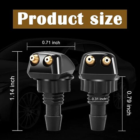 ZBGUN 2 PCS Car Front Windshield Washer Nozzles, Universal Replacement Accessory for All Seasons, Windshield Washer Nozzles Wiper Spray Fit for Most Cars(Black) in Saudi Arabia
