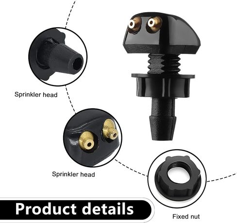 ZBGUN 2 PCS Car Front Windshield Washer Nozzles, Universal Replacement Accessory for All Seasons, Windshield Washer Nozzles Wiper Spray Fit for Most Cars(Black) in Saudi Arabia
