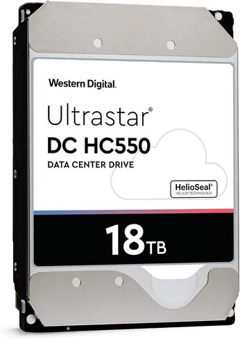 محرك الأقراص الصلبة WD Ultrastar DC HC550 سعة 18 تيرابايت و7200 دورة في الدقيقة مقاس 3.5 بوصات SATA WUH721818ALE6L4 (متجدد) in Saudi Arabia