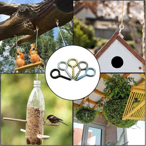 ECKJ 12 حزمة من خطافات العين اللولبية مقاس 5.08 سم #14 خطاف مسمار معدني أسود مطلي بالزنك لتعليق النباتات، أضواء سلسلة، زينة عيد الميلاد، تغذية الطيور، لافتة خشبية، دقات الرياح، حبل، ستارة in Kuwait