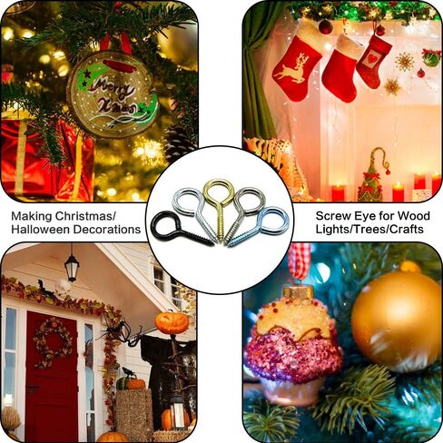 ECKJ 12 حزمة من خطافات العين اللولبية مقاس 5.08 سم #14 خطاف مسمار معدني أسود مطلي بالزنك لتعليق النباتات، أضواء سلسلة، زينة عيد الميلاد، تغذية الطيور، لافتة خشبية، دقات الرياح، حبل، ستارة in Kuwait