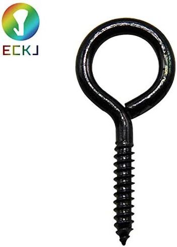 ECKJ 12 حزمة من خطافات العين اللولبية مقاس 5.08 سم #14 خطاف مسمار معدني أسود مطلي بالزنك لتعليق النباتات، أضواء سلسلة، زينة عيد الميلاد، تغذية الطيور، لافتة خشبية، دقات الرياح، حبل، ستارة in Kuwait