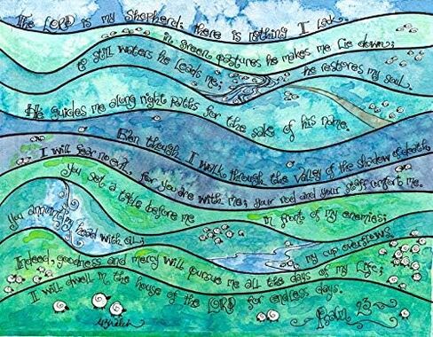 Psalm 23 Note Cards - All Occasion Cards with Watercolor and Calligraphy in Saudi Arabia