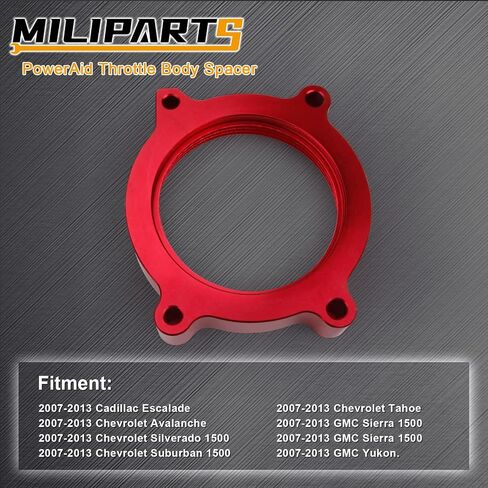 فاصل جسم الخانق من MILIPARTS PowerAid متوافق مع 2007-2013 Chevrado Silverado1500 Tahoe/Avalanche شيفروليه سوبربان/كاديلاك إسكاليد/ESV/EXT 2007-2013 GMC Sierra 1500/Yukon، OE# 200-617 in Saudi Arabia