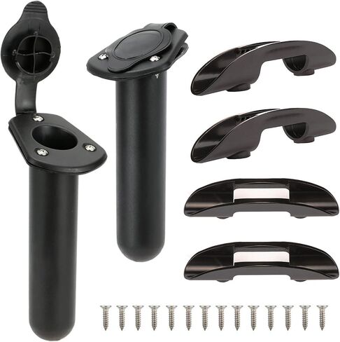 أداة ملحقات صيد السمك من Lomodo 6 قطع تتضمن 2 × حامل قضيب قارب كاياك بلاستيكي مثبت على سطح السفينة مع غطاء غطاء و4 × مشابك حامل مجداف الكاياك ومشبك شبكي لصيد الأسماك مع براغي in Kuwait