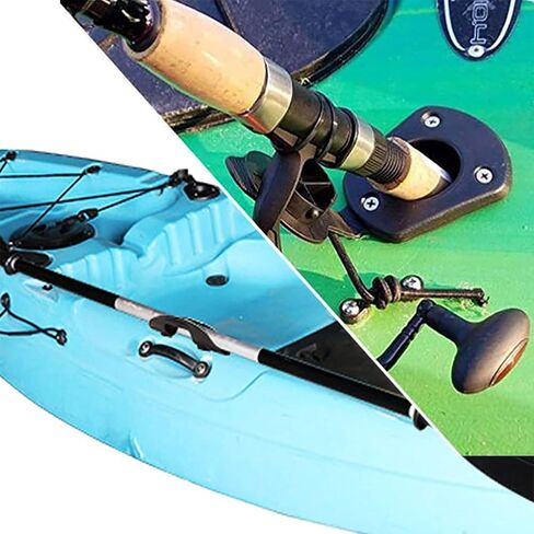 أداة ملحقات صيد السمك من Lomodo 6 قطع تتضمن 2 × حامل قضيب قارب كاياك بلاستيكي مثبت على سطح السفينة مع غطاء غطاء و4 × مشابك حامل مجداف الكاياك ومشبك شبكي لصيد الأسماك مع براغي in Kuwait