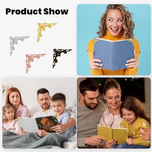 Bewudy 80 قطعة معدنية لحماية زوايا الكتب، 4 ألوان من ملصقات غطاء حافة حماية الحديد، غطاء حماية مزخرف لهدايا صندوق المجوهرات المكتبية، يتطلب الاستخدام مع الغراء in Kuwait