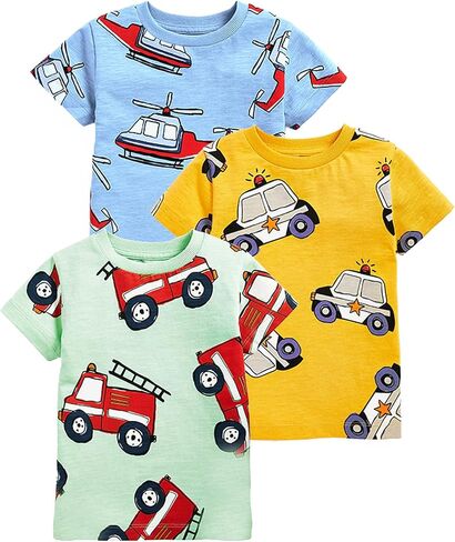 DDSOL Toddler Baby Boys T-Shirt Summer Tops Short Sleeve Graphic Tees Shirts, Pack of 3 in Saudi Arabia