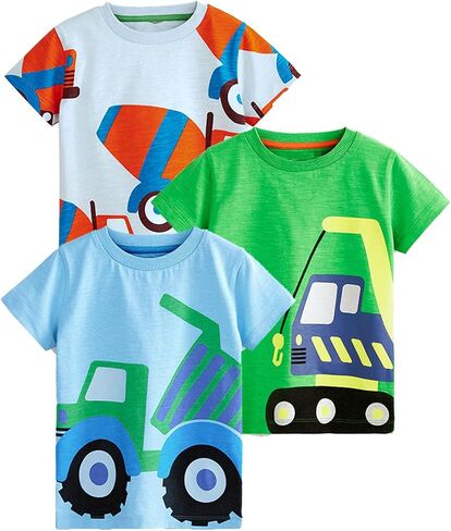 DDSOL Toddler Baby Boys T-Shirt Summer Tops Short Sleeve Graphic Tees Shirts, Pack of 3 in Saudi Arabia