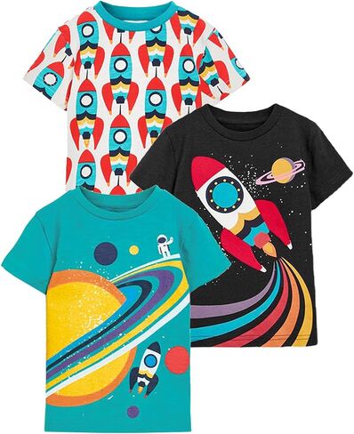DDSOL Toddler Baby Boys T-Shirt Summer Tops Short Sleeve Graphic Tees Shirts, Pack of 3 in Saudi Arabia