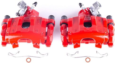 Power Stop Rear S2954A زوج من الفرجار المطلي بمسحوق أحمر عالي الحرارة in Saudi Arabia