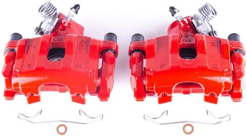 Power Stop Rear S2954A زوج من الفرجار المطلي بمسحوق أحمر عالي الحرارة in Saudi Arabia