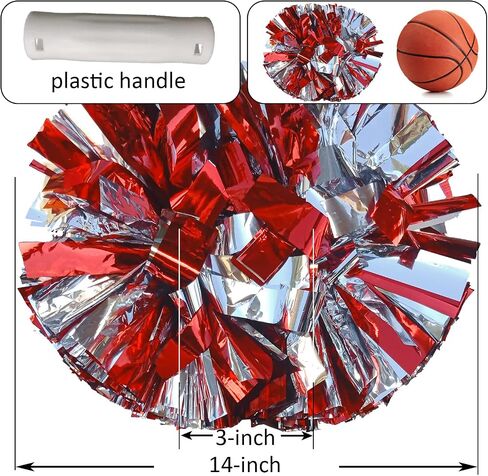 FUENGJI Cheerleader Pom Poms 2 Pack Sports Dance Cheering Plastic Metallic Cheerleading Pom Poms for Kids Adults Team Spirit (Blue) in Saudi Arabia