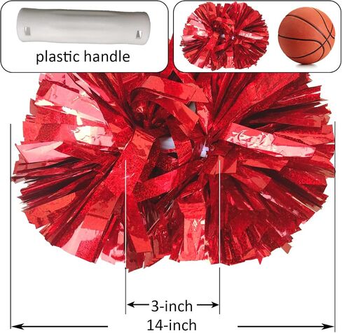 FUENGJI Cheerleader Pom Poms 2 Pack Sports Dance Cheering Plastic Metallic Cheerleading Pom Poms for Kids Adults Team Spirit (Blue) in Saudi Arabia
