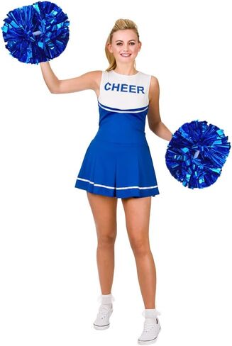 FUENGJI Cheerleader Pom Poms 2 Pack Sports Dance Cheering Plastic Metallic Cheerleading Pom Poms for Kids Adults Team Spirit (Blue) in Saudi Arabia