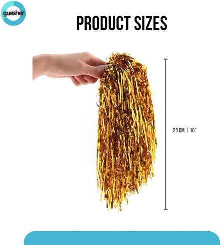 12pcs Cheerleading Pom Poms, Metallic Paper Pom Poms with Plastic Handles, Easy Grip, for Competition or Personal Use, for Cheerleading Team, Sports, Dances, Durable and Lightweight (Blue and Gold) in Saudi Arabia