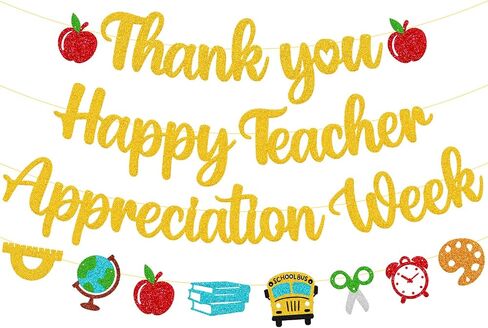 Thank You Happy Teacher Appreciation Week Banner Thank You Teacher We Love Our Teacher Party Decorations for Teacher Celebrate Teacher Appreciation Week Party Supplies(Black) in Saudi Arabia