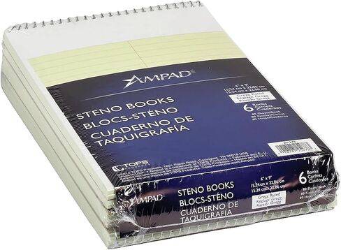 Ampad Steno Pads, Gregg Rule, Green Cover, 80 Green-Tint 6 X 9 Sheets, 6/Pack in Saudi Arabia