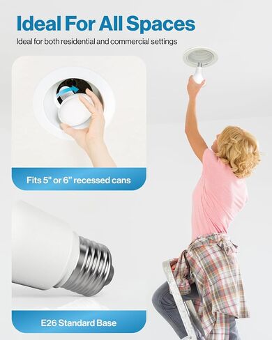 Sunco Lighting 6 Pack BR30 LED Bulbs, High Output 1200 Lumens, Indoor Flood Lights, 11W Equivalent 65W, 5000K Daylight, E26 Base, Interior Dimmable Recessed Can Light Bulbs - Energy Star in Kuwait