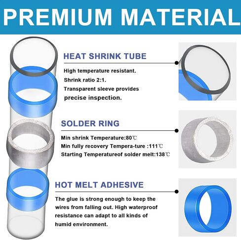 800PCS Solder Seal Wire Connectors,Plustool Self-Solder Heat Shrink Butt Connectors,Solder Sleeve Waterproof Insulated Wire Connectors,Electrical Butt Splice Wire Terminals for Marine Automotive Truck in Saudi Arabia