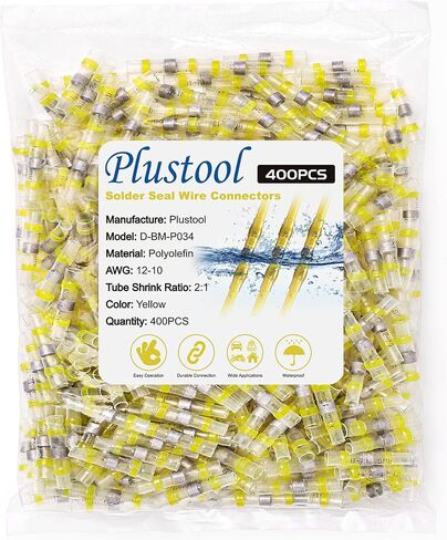 800PCS Solder Seal Wire Connectors,Plustool Self-Solder Heat Shrink Butt Connectors,Solder Sleeve Waterproof Insulated Wire Connectors,Electrical Butt Splice Wire Terminals for Marine Automotive Truck in Saudi Arabia