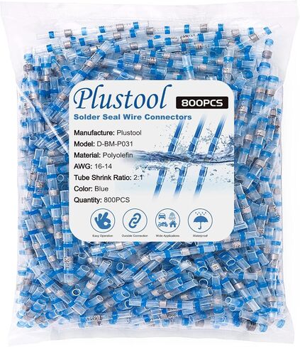 800PCS Solder Seal Wire Connectors,Plustool Self-Solder Heat Shrink Butt Connectors,Solder Sleeve Waterproof Insulated Wire Connectors,Electrical Butt Splice Wire Terminals for Marine Automotive Truck in Saudi Arabia
