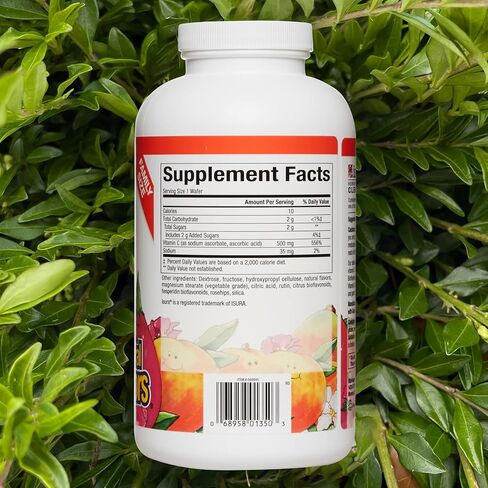 Natural Factors، فيتامين C قابل للمضغ للأطفال 500 ملغ، يدعم صحة المناعة والعظام والأسنان واللثة، الخوخ والباشن فروت والمانجو، 270 قطعة in Saudi Arabia