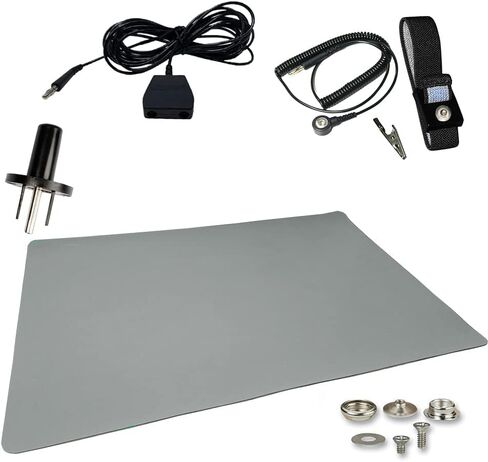 Static Care ESD Compliant Mat Workstation Kit - 16"x24"x.060", Wrist Strap Set, Ground Cord, Universal Snap Kit, Easy to Use Outlet Adapter,Computer/Cellphone Repair Kit, Soldering Mat - NASA Blue in Saudi Arabia
