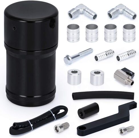 علبة التقاط الزيت PQY خزان فاصل الزيت المحير 6oz للشاحنات المتوافقة مع 09-on Dodge Challenger Ram 1500 2500 5.7L 6.4L Hemi Black in Saudi Arabia