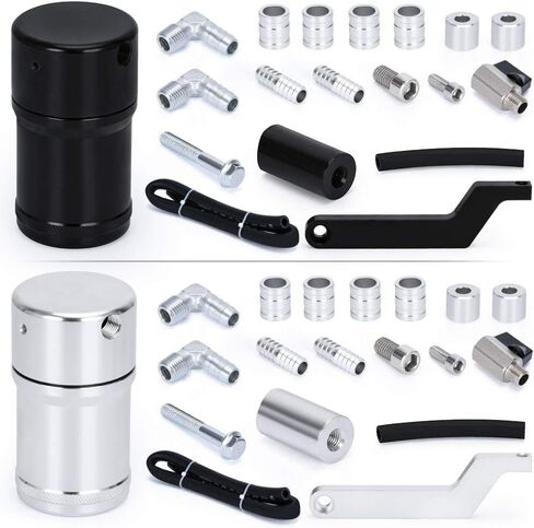 علبة التقاط الزيت PQY خزان فاصل الزيت المحير 6oz للشاحنات المتوافقة مع 09-on Dodge Challenger Ram 1500 2500 5.7L 6.4L Hemi Black in Saudi Arabia