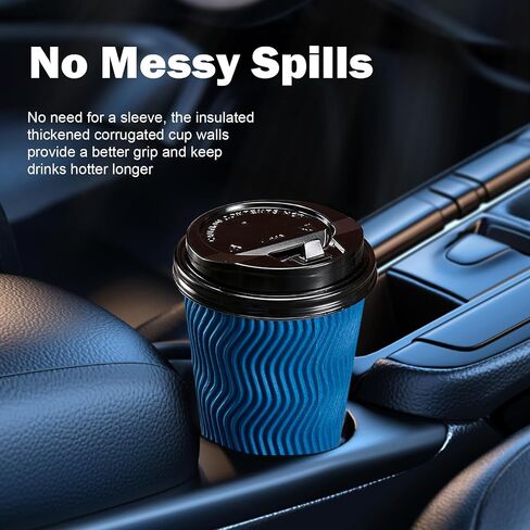 80 Pack 16 oz Disposable Coffee Cups with Lids and Straws, Insulated Ripple Wall To Go Paper Coffee Cups for Coffee, Hot Chocolate and Hot Tea Drinks - Champagne in Kuwait