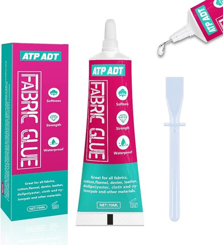 70 ML Fabric Glue, Permanent Clear Washable Clothing Glue for All Fabrics, Cotton, Flannel, Denim, Leather, Polyester, Doll Repair, 24 Hours Dry and Waterproof (70 ML Fabric Glue) in Saudi Arabia