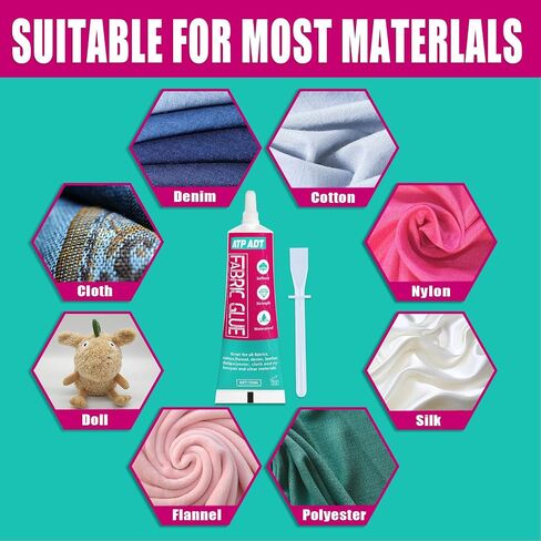 70 ML Fabric Glue, Permanent Clear Washable Clothing Glue for All Fabrics, Cotton, Flannel, Denim, Leather, Polyester, Doll Repair, 24 Hours Dry and Waterproof (70 ML Fabric Glue) in Saudi Arabia