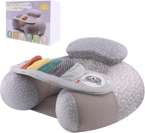 Blublu Park Baby Inflatable Seat with Cover for Babies 3-36 Months, Portable Baby Chair Sit Me Up Floor Seat with Detachable Activity Sensory Tray, Baby Seats for Sitting up, Piano in Saudi Arabia