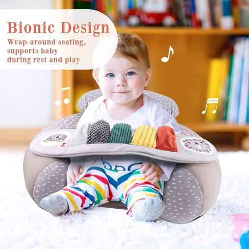 Blublu Park Baby Inflatable Seat with Cover for Babies 3-36 Months, Portable Baby Chair Sit Me Up Floor Seat with Detachable Activity Sensory Tray, Baby Seats for Sitting up, Piano in Saudi Arabia